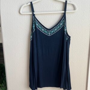Torrid Navy Blue Camisole with Teal Embroidery